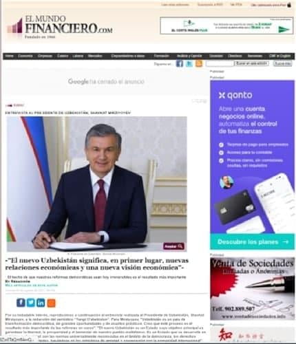 Ўзбекистон Президентининг интервьюси Испанияда чоп этилди