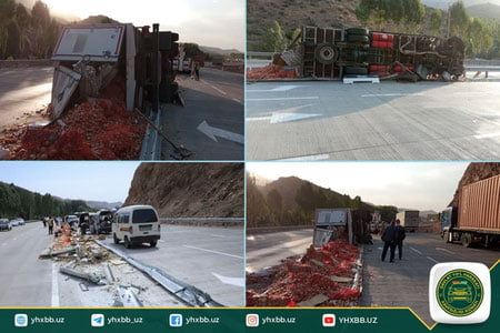 Наманганда юк автомобиллари иштирокида ЙТҲ содир бўлди, бир киши вафот этди