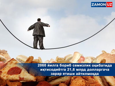 2060 йилга бориб семизлик оқибатида иқтисодиётга 21,6 млрд долларгача зарар етиши айтилмоқда