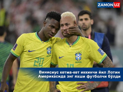 Виниcиус кетма-кет иккинчи йил Лотин Америкасида энг яхши футболчи бўлди