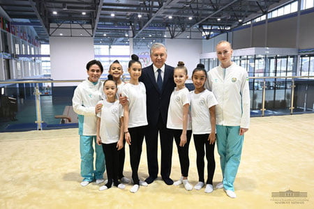 Mirziyoyev Oksana Chusovitina sport maktabiga tashrif buyurdi