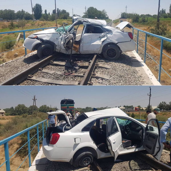 Surxondaryoda poyezd Lacetti‘ni urib yubordi