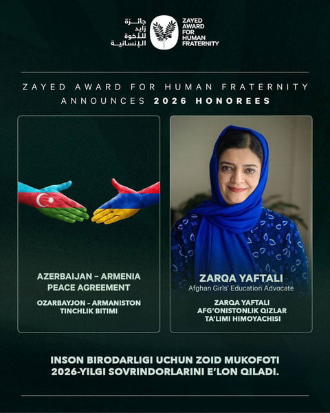 Саида Мирзиёева 2026 йилги “Инсоний биродарлик” совриндорларини табриклади