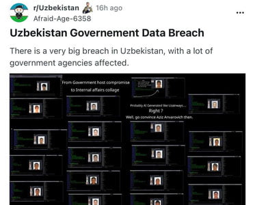 15 million o‘zbekistonlikning shaxsiy maʼlumotlari sizdirilgani aytilmoqda