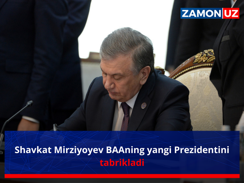 Shavkat Mirziyoyev BAAning yangi Prezidentini tabrikladi