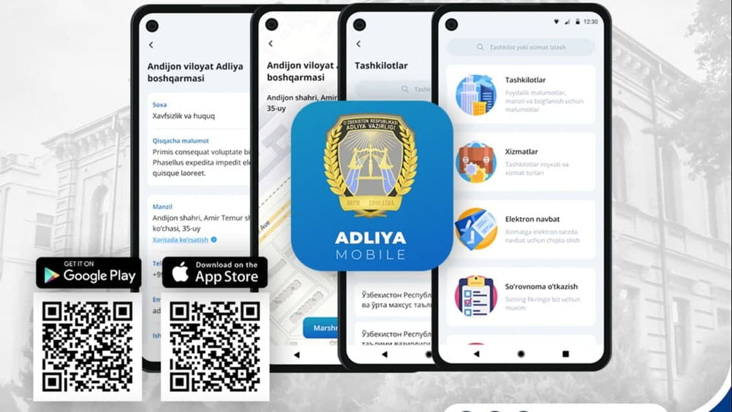 Адлия вазирлиги “Adliya mobile” иловасини ишлаб чиқди