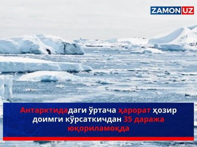 Антарктидадаги ўртача ҳарорат ҳозир доимги кўрсаткичдан 35 даража юқориламоқда