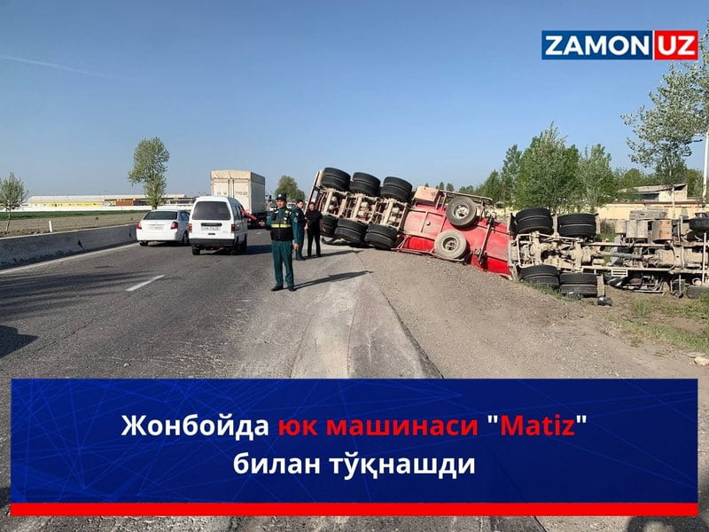 Jomboyda yuk mashinasi "Matiz" bilan to'qnashdi