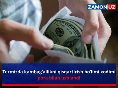 Термизда камбағалликни қисқартириш бўлими ходими пора билан ушланди