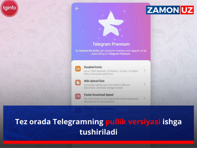 Тез орада Телеграмнинг пуллик версияси ишга туширилади