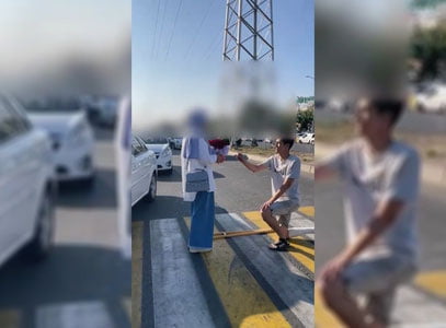 Оёғи синган йигит «пешеход»да пранк олди