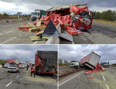 Жиззахда иккита юк машинаси тўқнашди