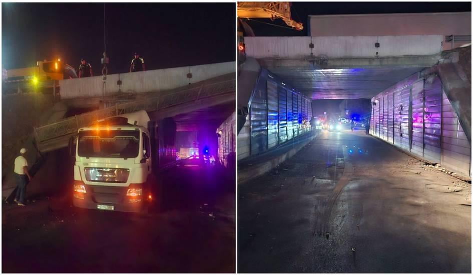 Тошкент вилоятида юк машинаси белгилaргa амал қилмай, кўприкка келиб урилди