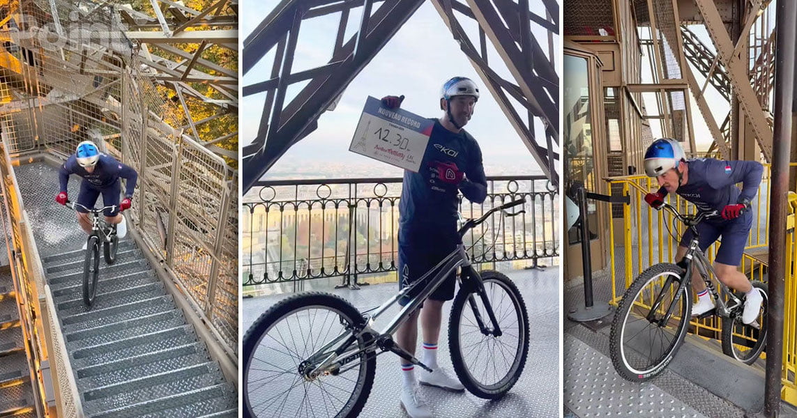 Францияда спортчи Эйфель минорасига велосипедда чиқиб, рекордни янгилади